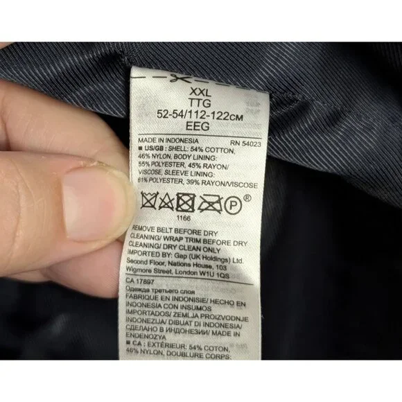 Banana Republic Heritage Collection XXL Navy Water Repellent Officer Coat Winter